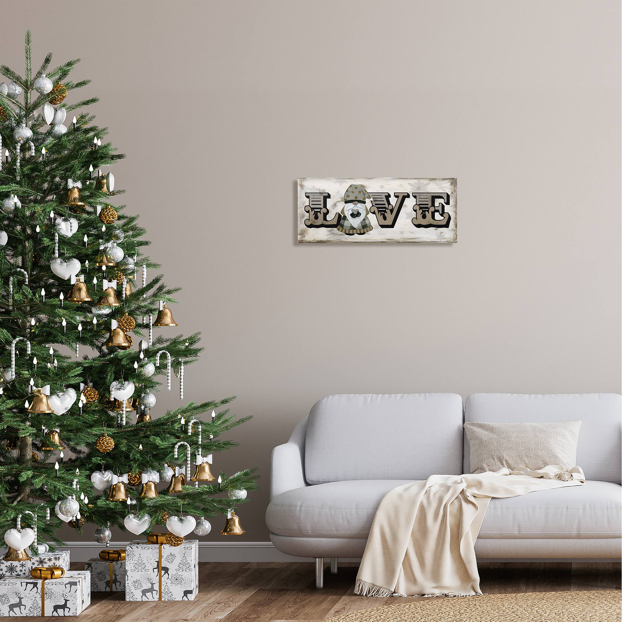Stupell Industries Holiday Patterned Love Gnome Canvas Wall Art